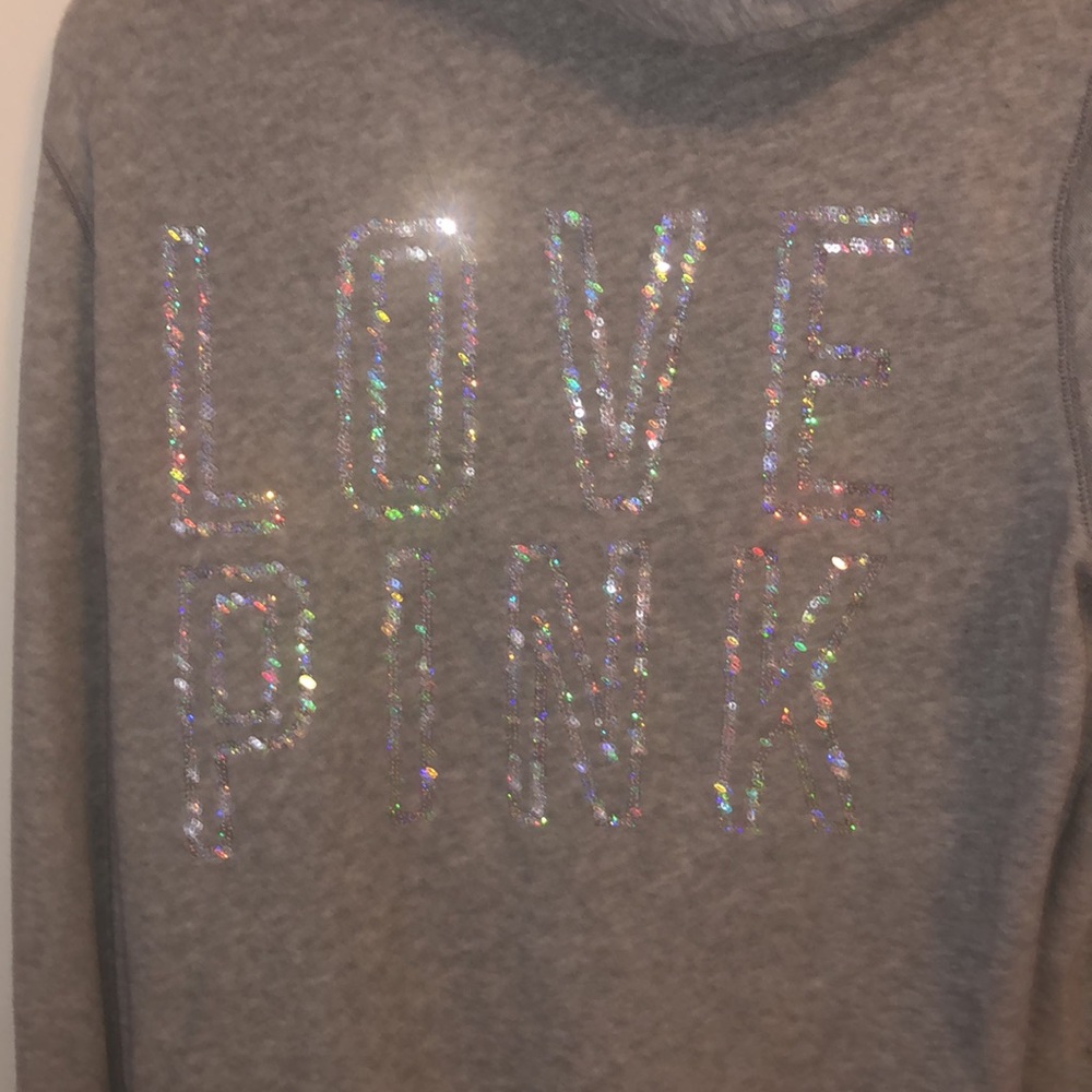 PINK Victoria’s Secret Sequin Grey Zip Up Hoodie